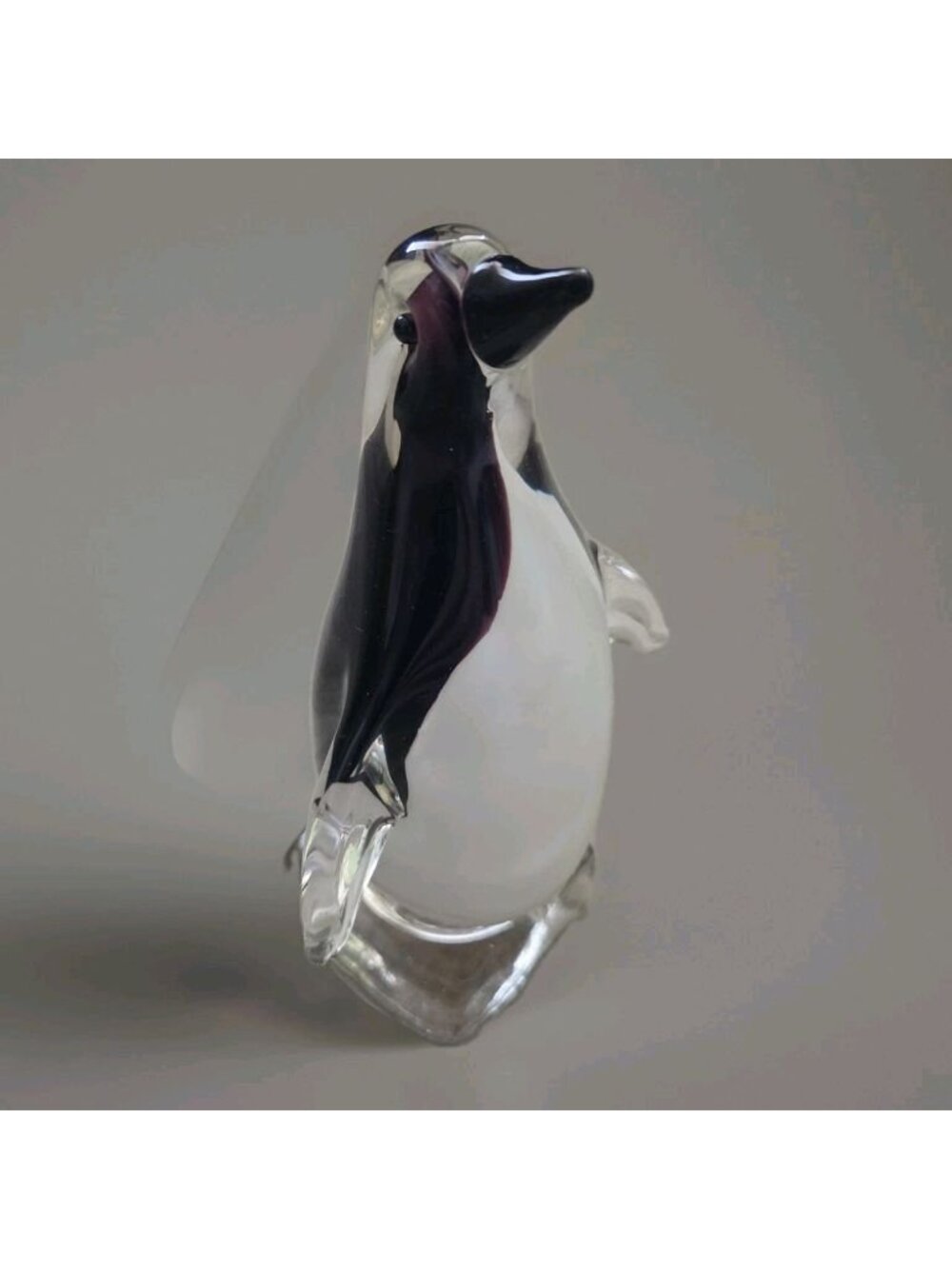 Hand Blown Penguin 6" Art Glass Minimalist Retro Mid-Century Modern Nordic Luxe